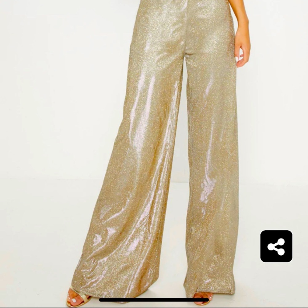 Wide Leg  Gold Sequin Pants